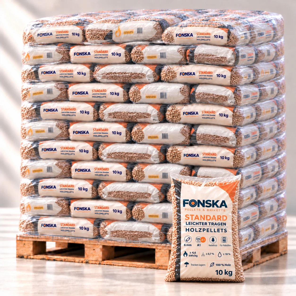 FONSKA Standard ENplus® A1 · 99 × 10 kg