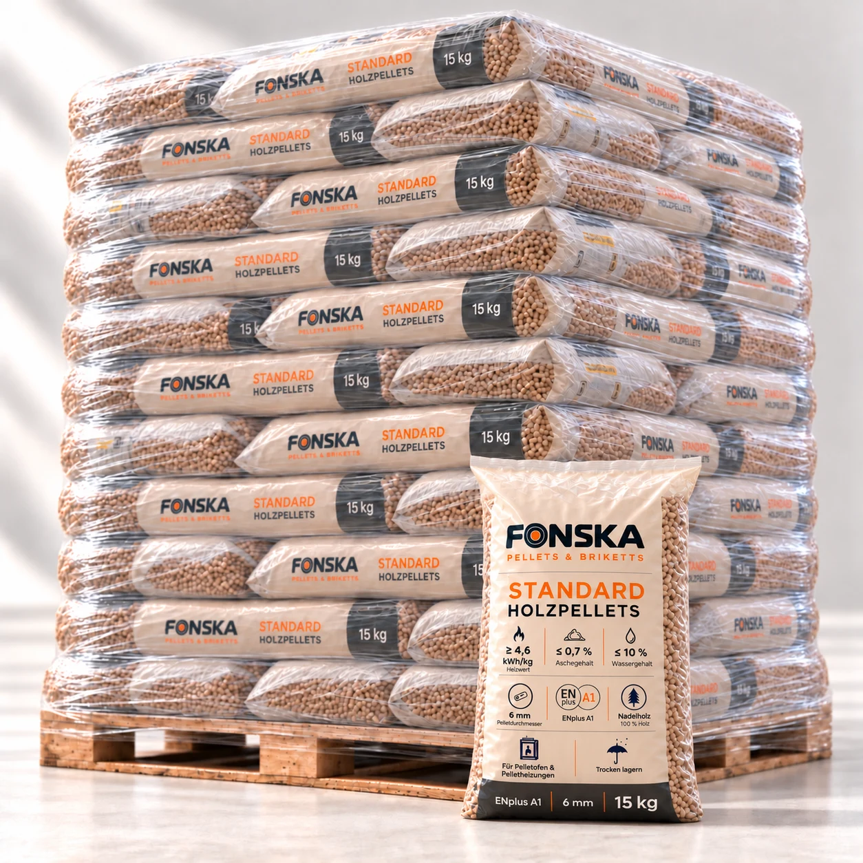 FONSKA Standard ENplus® A1 · 66 × 15 kg