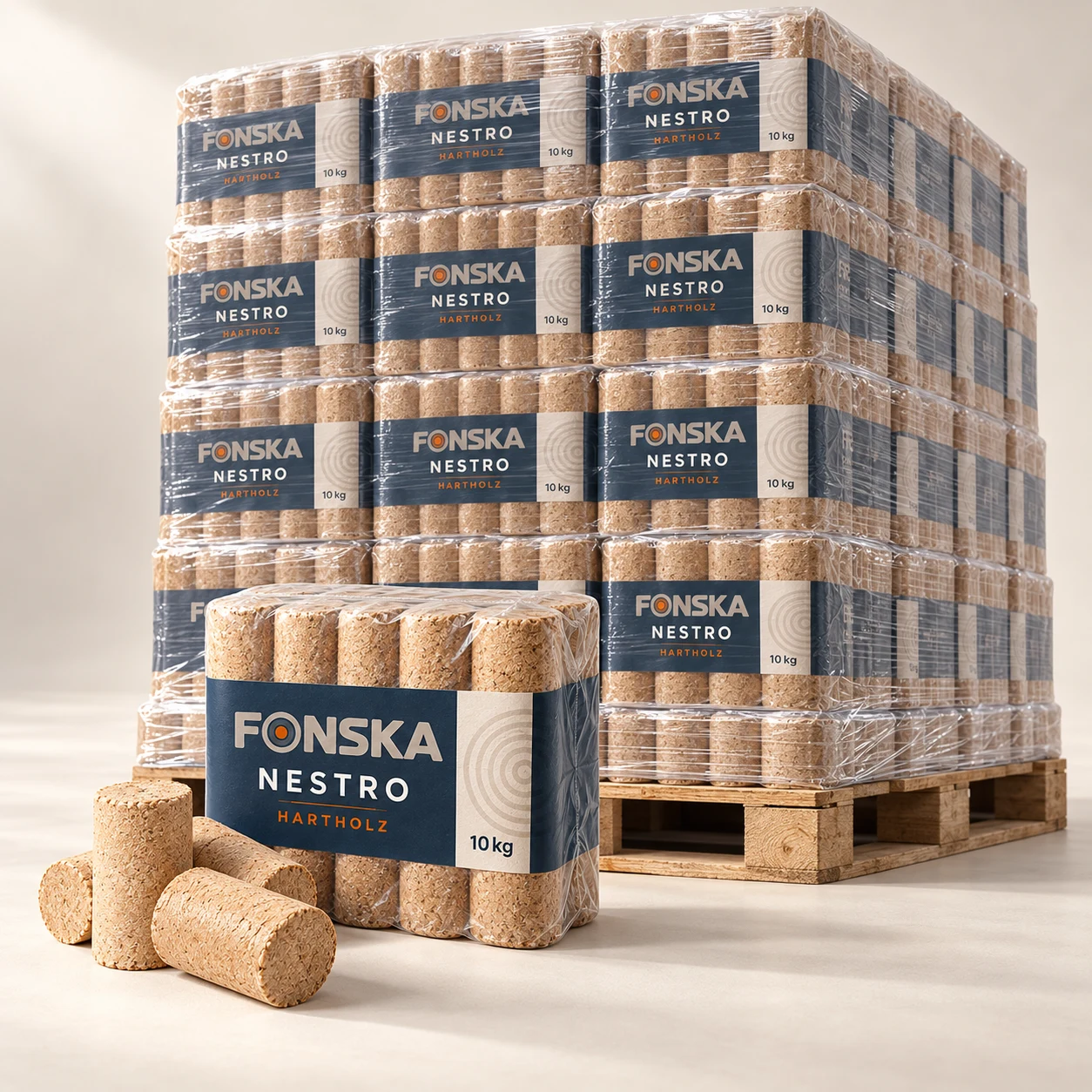 FONSKA Nestro Holzbriketts · 1.000 kg — Produktabbildung einer Verkaufseinheit
