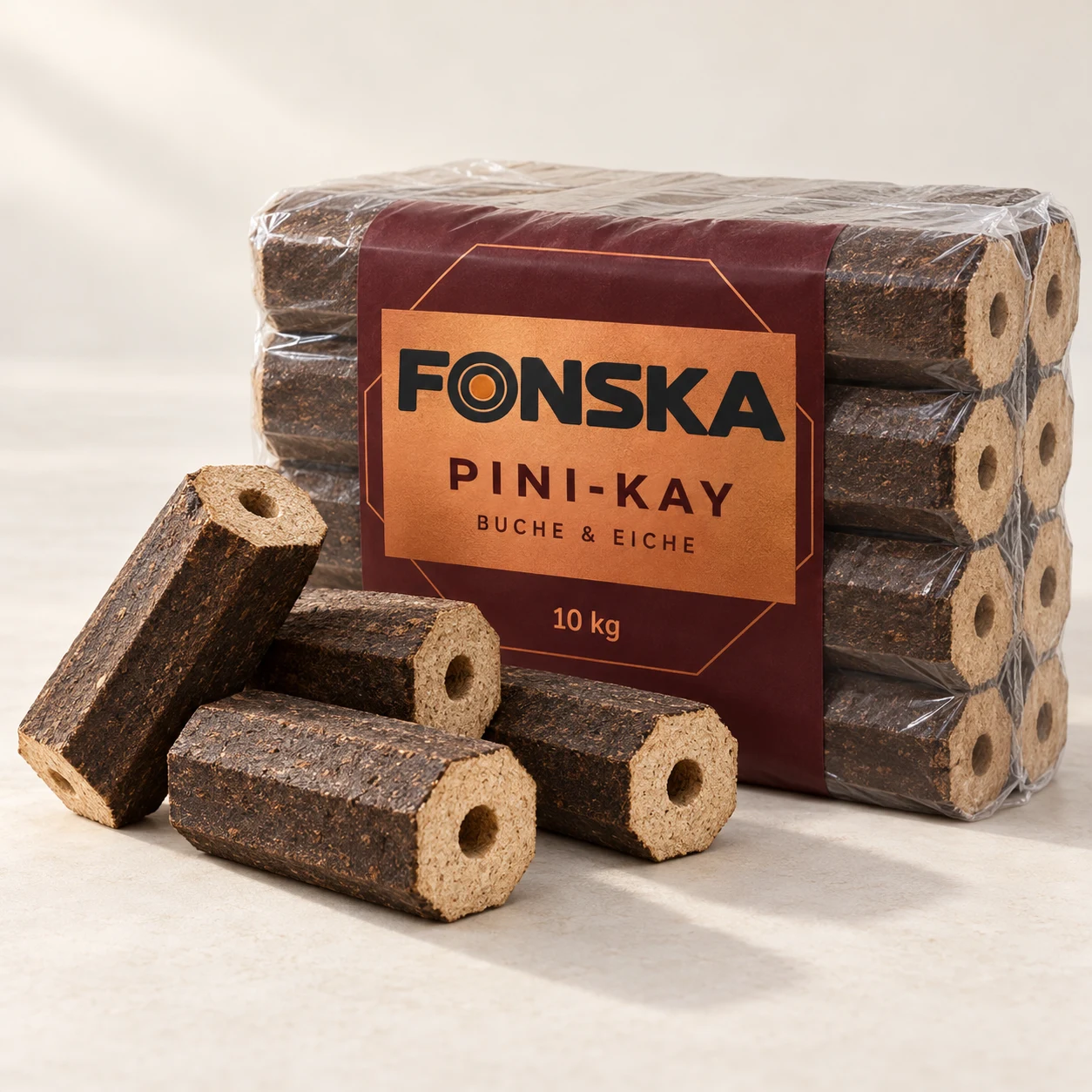 FONSKA Pini-Kay Holzbriketts · 1.000 kg – Produktvisualisierung